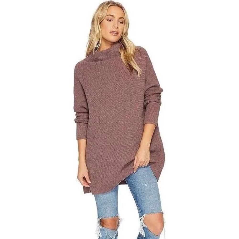 Free People Ottoman Slouchy Tunic Size Small oversized sweater ribbed knit mock